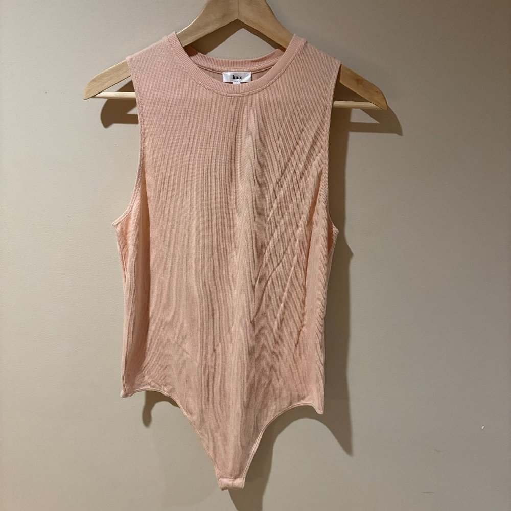NWOT Knix Micro Modal Rib Tank Thong Bodysuit - Large, Peony Pink